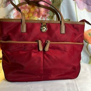 Michael Kors Nylon Tote-Red-EUC
